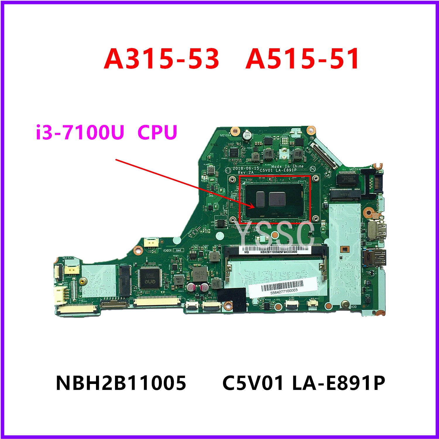 ο C5V01 LA-E891P Acer Aspire A315-53 A515-51 A61..